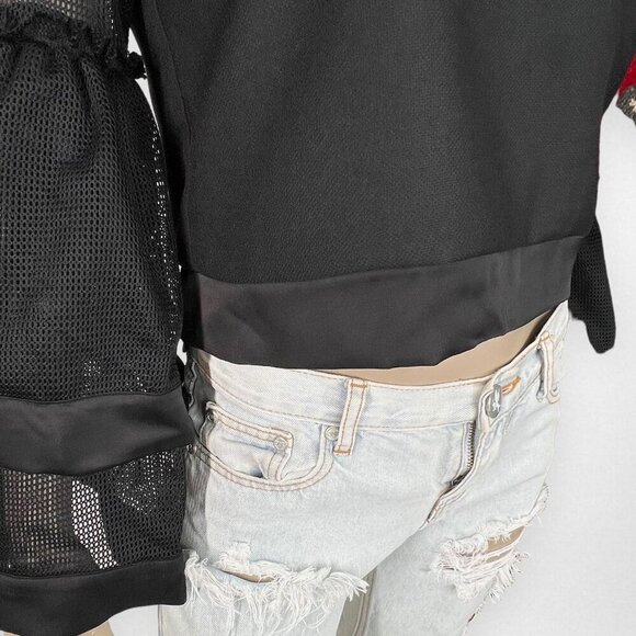 GRACIA Large Black Mesh Bell Shaped Sleeves Top Party - Picture 7 of 9